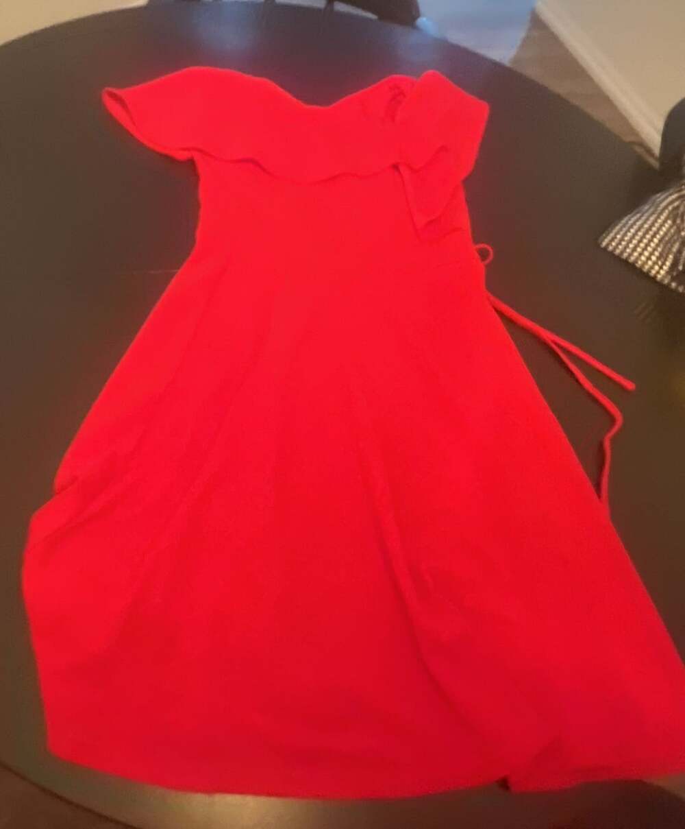 Fantaist Vintage Dress Size M Red Ruffle Wrap Party Cocktail